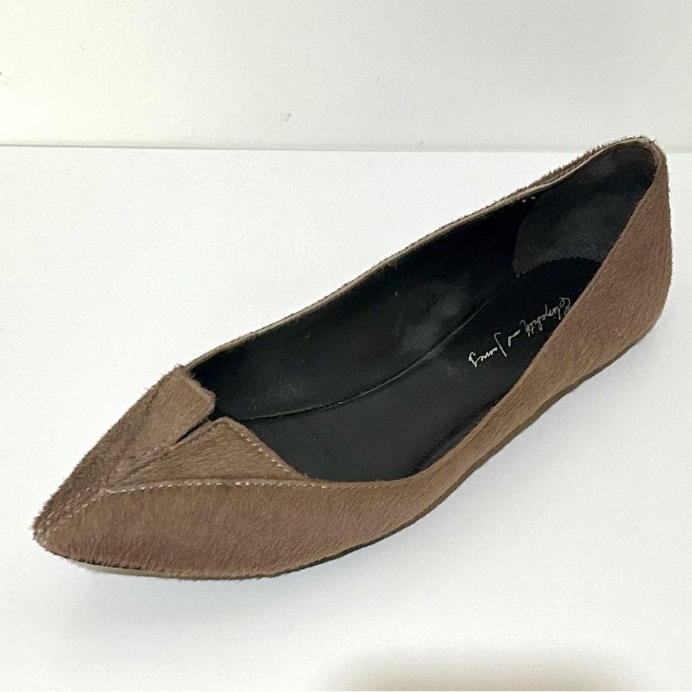 Elizabeth and James Pony Hair Pointed Flats 7.5 Tan